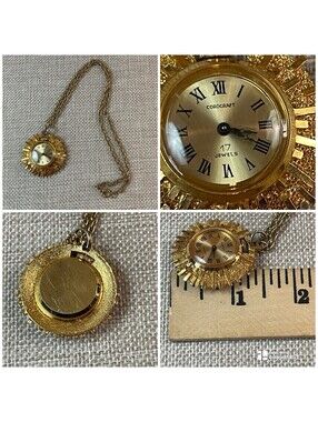 Vintage Corocraft Wind-up Mechanical Watch Necklace Pendant 17Jewels Works